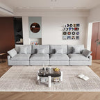 JACH Sectional Couches for Living Room, 4 Seater Cloud Sectional Couch with Deep Seat, Down Filled Modular Sofa, Covers Removeable & Washable, Sofas Furniture for Living Room, Light Grey