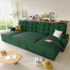 Ucloveria Sleeper Sofa Bed, 112" U Shaped Sectional Sofa Couches for Living Room, Pull Out Couch Bed with Dual Reversible Storage Chaise | Charging Station | Side Pockets | Removable Backrest