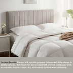 Hearth & Harbor Upholstered Twin Headboard - Easy Assemble Channel Stitched Headboard Twin Size - Wall Mounted Headboards with 3D Soundproof Wall Panels Peel & Stick Floating Headboards, Silver