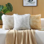 FUTEI Black White Decorative Throw Pillow Covers 12x20 Inch Set of 2,Soft Fluffy Faux Fox Fur Textured Lumbar Pillow Case,Modern Home Decor for Couch Living Room