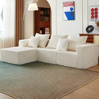 100.7 Inch Cloud Sectional Couch, Boneless Sofa for Living Room, Corduroy Modular Couch with L Shape Chaise, Modern Compressed Sofa in a Box, Memory Foam Filling (Beige)