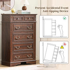 Dresser for Bedroom, 6 Drawers 48" Tall Dresser for Storage and Organization, Dark Brown Farmhouse Chest of Drawers for Living Room, Closet, Hallway