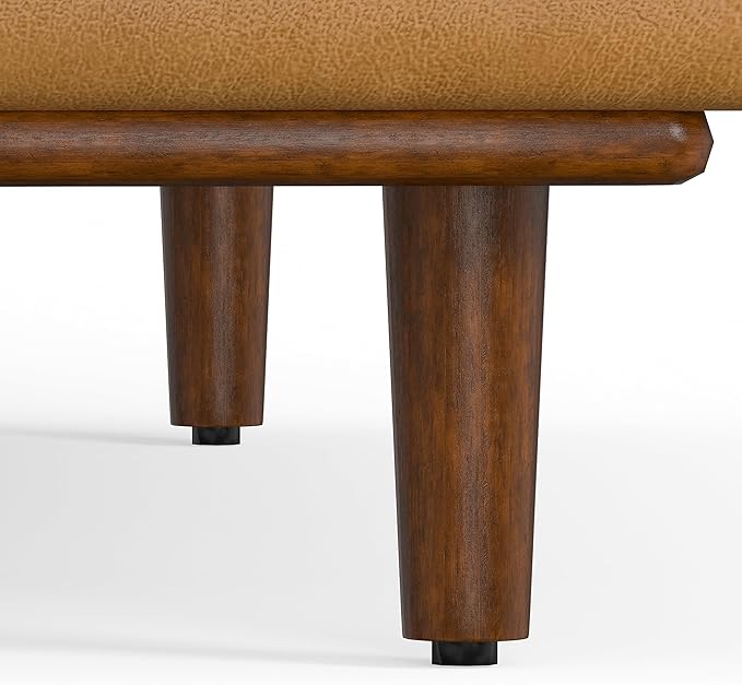 SIMPLIHOME Morrison Mid-Century Modern 72 inch Wide Sofa with Ottoman Set in Sienna Genuine Leather for the Living Room and Family Room