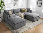 Sectional Couches for Living Room U Shaped Cloud Couch with Ottoman Deep Plush 5 Seats Sofa Modern Sofa for Apartment