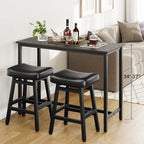 Counter Height Bar Stools Set of 2, 24 Inch Barstools for Kitchen Counter, Kitchen Stools with Bonded Leather Saddle Seats & Heavy Duty Metal Legs, Easy Assembly, All Black