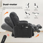 EONIX Dual Motor Wide Power Lift Recliner Chair for Elderly, Oversized Lay Flat Lift Chair with Heat and Massage and Cup Holders, 400lbs Heavy Duty Big and Tall Lift Recliner, Dark Grey Grey