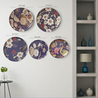 RITUALISTIC Oriental Blooms Iron Wall Art Plates – Set of 5 Decorative Plates | Floral & Nature-Inspired Metal Wall Decor | Elegant Wall Hanging for Bedroom & Home Decor Accent | Christmas gifts