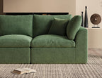 110" Cloud Sectional Couches for Living Room, Boneless L-Shape Couch with Ottoman, 3 Seater Modular Sectional Sofa, Green