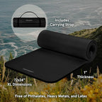 Retrospec Solana Yoga Mat 1" Thick With Nylon Strap For Men & Women - Non Slip Exercise Mat For Home Yoga, Pilates, Stretching, Floor & Fitness Workouts