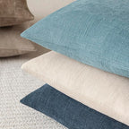 Foindtower Pack of 2 Textured Chenille Throw Decorative Pillow Covers Square Accent Solid Cushion Cover Neutral Farmhouse Pillow Case for Couch Sofa Bedroom Living Room 22x22 Inch,Light Blue