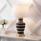 JONATHAN Y JYL4026J Julian 29" Traditional Classic Ceramic Urn LED Table Lamp, Black/Beige for Bedroom, Living Room, Kitchen, Home Office