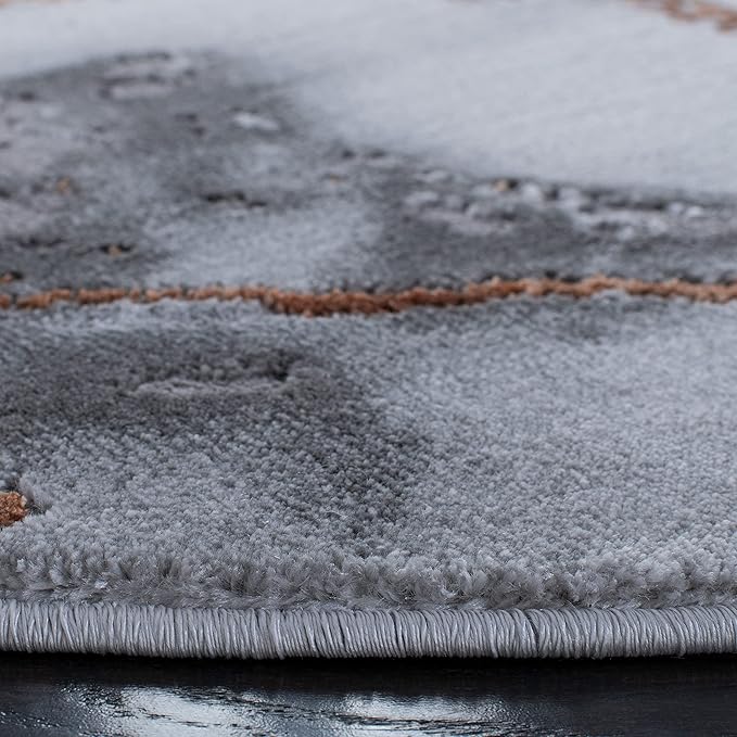 SAFAVIEH Craft Collection 5'3" Round Grey/Orange CFT877P Modern Abstract Non-Shedding Entryway Foyer Living Room Bedroom Kitchen Area Rug