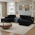 134''Oversized Modular Sectional Sofa Boneless Cloud Couch with Chaise Comfy Sectional Couches for Living Room,Bedroom,Apartment (Black, 134''W U-Shaped)