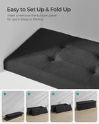 SONGMICS Mazie Collection - 43 Inches Storage Ottoman, Foldable Storage Bench with Flipping Lid, 660 lb Load Capacity, for Entryway, Living Room, Bedroom, Ink Black ULSF076B01