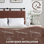 UEV King Headboard Only, Wall Mounted Hanging Upholstered Bed Head Board, Modern Vertical Channel Design of Fine Linen, Elegant Brown Fluted Headboard for Bedroom (Brown, King Size)