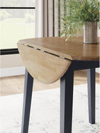 Signature Design by Ashley Gesthaven Modern Dining Drop Leaf Table with 4 Legs, Light Brown & Blue