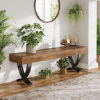 Tribesigns Entryway Shoe Bench, 55-Inch Wooden Shoe Bench with Metal X-Shaped Legs, Industrial Long End of Bed Stool with Seating for Bedroom, Living Room, Hallway, Porch