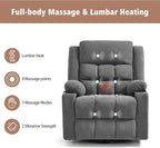 Swivel Rocker Recliner Chair for Adults with Massage and Heat, Cup Holders and Side Pockets, Glider Rocking Reclining Single Sofa Chair for Living Room (Dark Gray)