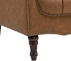 UIXE Faux Leather Accent Chair for Living Room, Upholstered Retro Armchair Tufted Club Arm Chair Single Sofa Lounge Bedroom Side Reading Seating with Solid Wood Legs, Camel