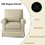 INZOY Swivel Accent Chair Set of 2, Mid Century Modern Reading Chair, Upholstered Swivel Square Chair for Living Room Bedroom Small Spaces, Fully Assembled, Brown Stripe