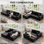 139" Boneless Cloud Sectional Couch for Living Room, Compressed Modular L-Shaped Sofa with Deep Seat, Frameless Corduroy Couch in Boxes, No Assembly Required 4-Seater (Right-Facing Chaise, Black)