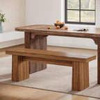 Tribesigns Wooden Dining Bench, 47-Inch Long Kitchen Bench with Sturdy Frame for Dining Room, Entryway, Living Room, Hallway, Easy Assembly (Brown)