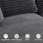 PELUMY 108.7" L-Shaped Modular Sectional Sofa with Oversized Chaise, Cloud Couch with Memory Foam, No Assembly Required Sleeper Sofa for Small Space Living Room, Apartment (Grey, Corduroy)