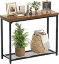 32" Small Console Table, 2-Tier Narrow Entryway Table, Sofa Table with Mesh Shelves, Console Tables for Living Room, Hallway, Entryway, Farmhouse Console Table with Storage, Rustic Brown