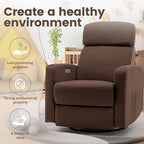 Power Swivel Recliner Chairs for Adults, Electric Glider Rocking Chair Nursery, Glider Recliner Nursery Chair with Classified Side Pocket, Nursery Rocking Chairs with USB and Type-C Ports
