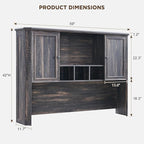 T4TREAM 59" Home Office Desk Hutch with Ample Storage, Only Match VSC Series Farmhouse Desk (Dark Rustic Oak)