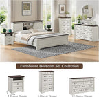 Yaamizz Farmhouse Dresser for Bedroom, 47" Tall 6 Drawer Dresser Storage with Wood Pilasters and Metal Handles, Vintage Design, Drawer Organizer for Bedroom, Hallway, White