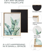 Framed Wall Art,Minimalist Botanical Canvas Wall Art for Living Room,12x16in Plant Wood High-Framed Design Flower Green Eucalyptus Leaf Artworks Prints Poster for Bathroom,Bedroom Set of 3