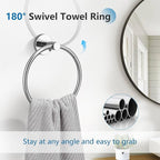 TNOMS 5-Piece Towel Bar Set Polished Chrome Bathroom Hardware Set Upgraded Towel Hooks Towel Racks Set for Bathroom Stainless Steel Wall Mounted Towel Holder Set 23.6 Inch