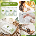 50 Pcs Moist Towelettes Individually Wrapped Scented Disposable Face Towels Essential Oil Infused Moist Terry Cotton Towel for Use Hot or Cold Travel Body Spa (Mint, Eucalyptus Leaves)