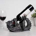 True 10143 Polyresin Dragon Wine Bottle Holder Decorative, Single Wine Bottle Holder, Wine Holder Stand, Wine Bar, Wine Decor, Set of 1, Black