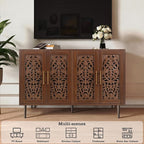 ARTPOWER 47.8" Accent Cabinet with 4 Doors, Vintage Hollow Carving Buffet Cabinet, Sideboards and Buffets with Storage, Credenza for Living Room, Kitchen, Dining Room, Entryway, Hallway, Brown