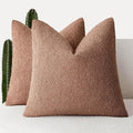 Foindtower Set of 2, Decorative Textured Boucle Throw Pillow Covers Accent Solid Pillow Cases Neutral Couch Cushion Case for Chair Sofa Bedroom Living Room Home Decor 16x16 Inch Dusty Orange Hazel