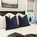 ZWJD Navy12x20 Pillow Covers Set of 2 Chenille Throw Pillow Covers with Elegant Design Soft and Luxurious Decorative Throw Pillows for Couch, Bed, and Home Decor