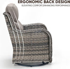 Swivel Patio Chairs sofa Set of 8 with 6" Thick Cushion - Wicker Outdoor Swivel Rocker Patio Chair ,Sofa/Glass coffee table, High Back Comfortable Outdoor Glider Chairs - Gery Wicker | Gery Cushions