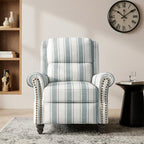 Lumibee Recliner Chair,Pushback Armchair for Small Spaces,Adjustable Backrest & Footrest Accent Chair in Comfy Fabric for Living Room, Bedroom-Stripe Blue