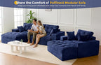 MAXYOYO Sectional Sofa Couch and Chaise Lounge, L Shaped Modern Cloud Couch with Ottoman, Comfy Sofa with Layered Cushion, Tufted Upholstered Sleeper Chair for Living Room, No Assembly Required