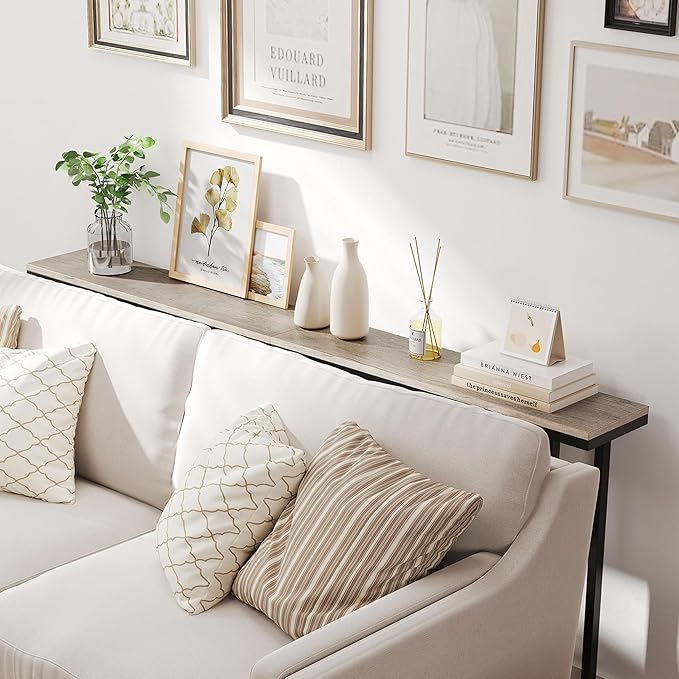 Yaheetech Narrow Console Table with Sturdy Metal Frame, 71 Inch Extra Long Entryway Sofa Table for Behind Couch, Hallway, Living Room, Gray