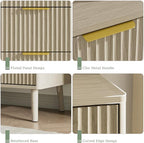 LYNSOM Fluted 9 Drawer Dresser for Bedroom, 55" Wide Modern Chest of Drawers with Curved Profile Design and Metal Handles, Wood Dresser TV Stand & Storage Organizer for Bedroom, Hallway, Beige
