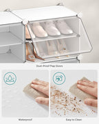 SONGMICS Shoe Rack Organizer, 8-Tier Shoe Storage Cabinet for Closet and Entryway, Holds 32 Pairs of Shoes, Adjustable, Cloud White and Trasparent ULPC034W01