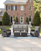 Pop 22x25/22x24 Outdoor Replacement Cushions - 1 Set High Back Deep Seat Patio Furniture Cushion for Rattan Dining Swivel Rocking Chairs Rattan Loveseat Couch Sectional Sofa - Grey/Classic