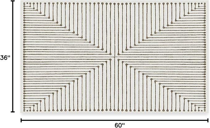 RUGGABLE x Jonathan Adler Machine Washable Modern Area Rug – Inkdrop Camel & Ivory 3x5, Stain-Resistant, Non-Slip – Small Rugs for Living Room, Bedroom, Hallway, Entryway & Office–with Standard Pad