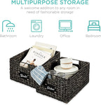 Best Choice Products Pantry Baskets Set of 2 16x12in Water Hyacinth Storage Baskets, Woven Wicker Kitchen Organizers with handles w/Chalkboard Label Chalk Marker - Black