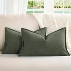 ZWJD Army Green 12x20 Pillow Covers Set of 2 Chenille Throw Pillow Covers with Elegant Design Soft and Luxurious Decorative Throw Pillows for Couch, Bed, and Home Decor