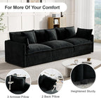 Modular Sectional Sofa, 111.5 Inch I-Shaped Cloud Sofa with Deep Seat Chenille Sofa with Cushions, Three-Self Sectional Sofa for Living Room Apartment,Black