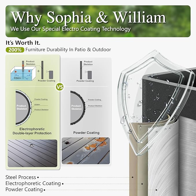 Sophia & William 9 Pieces Expandable Patio Dining Set for 8, Metal Patio Table and Wicker Chairs Set, Rectangular Outdoor Table and Rattan Chairs, All Weather Outdoor Dining Set for Outside